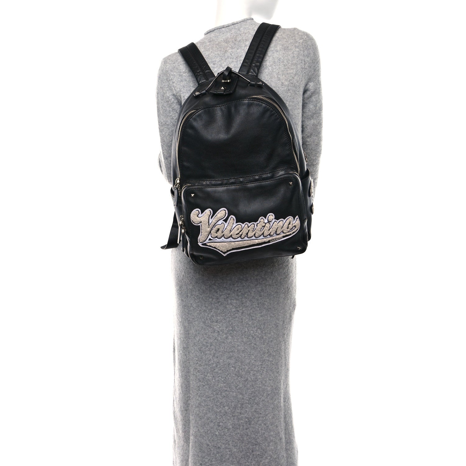 Valentino Garavani Calfskin Logo Backpack Black 2 of 12