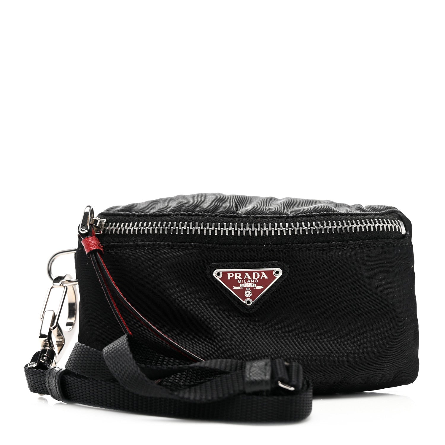 Prada Tessuto Nylon Pouch Black Fiery Red 1 of 6