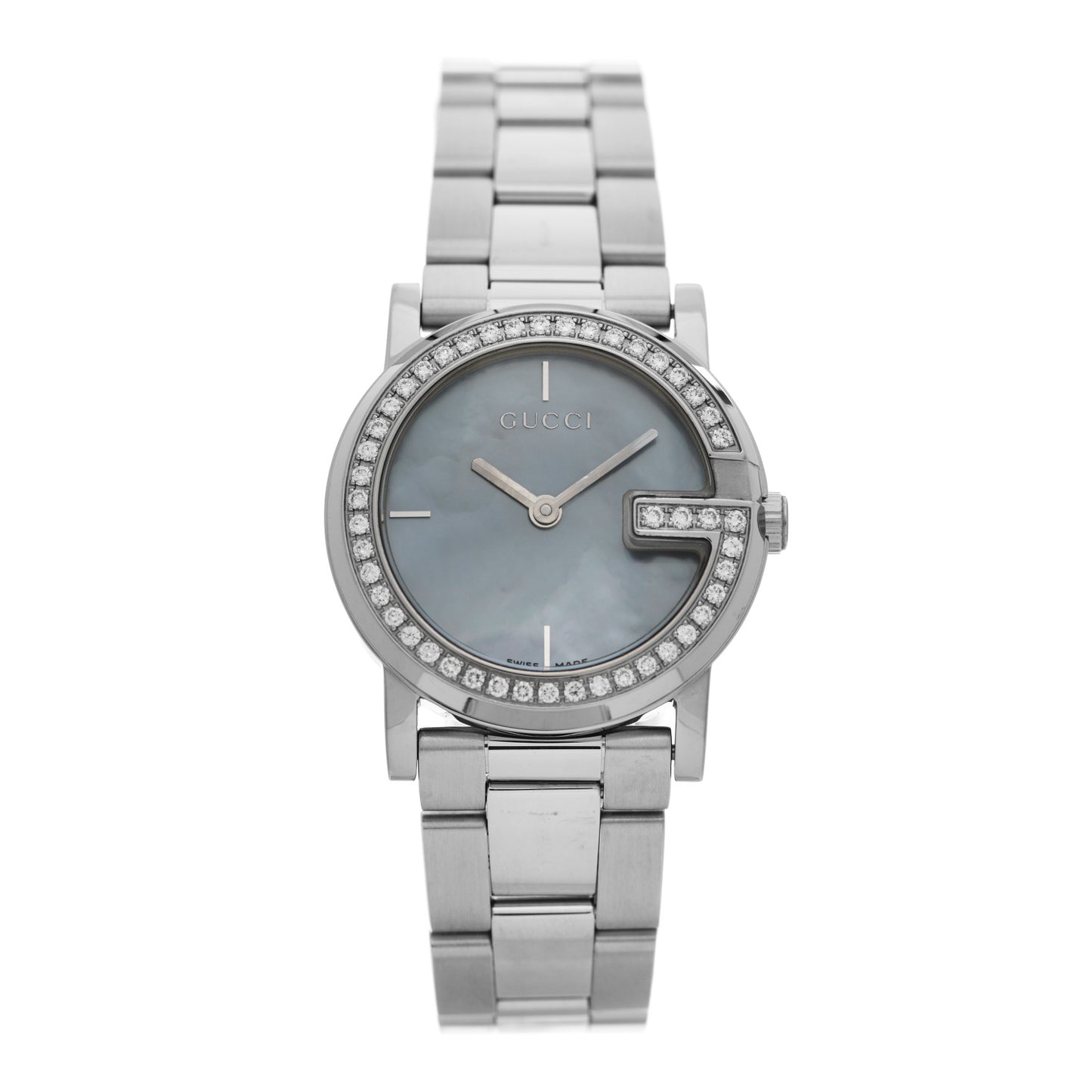 Stainless Steel Diamond Bezel Mother of Pearl 27mm 101L Quartz Watch