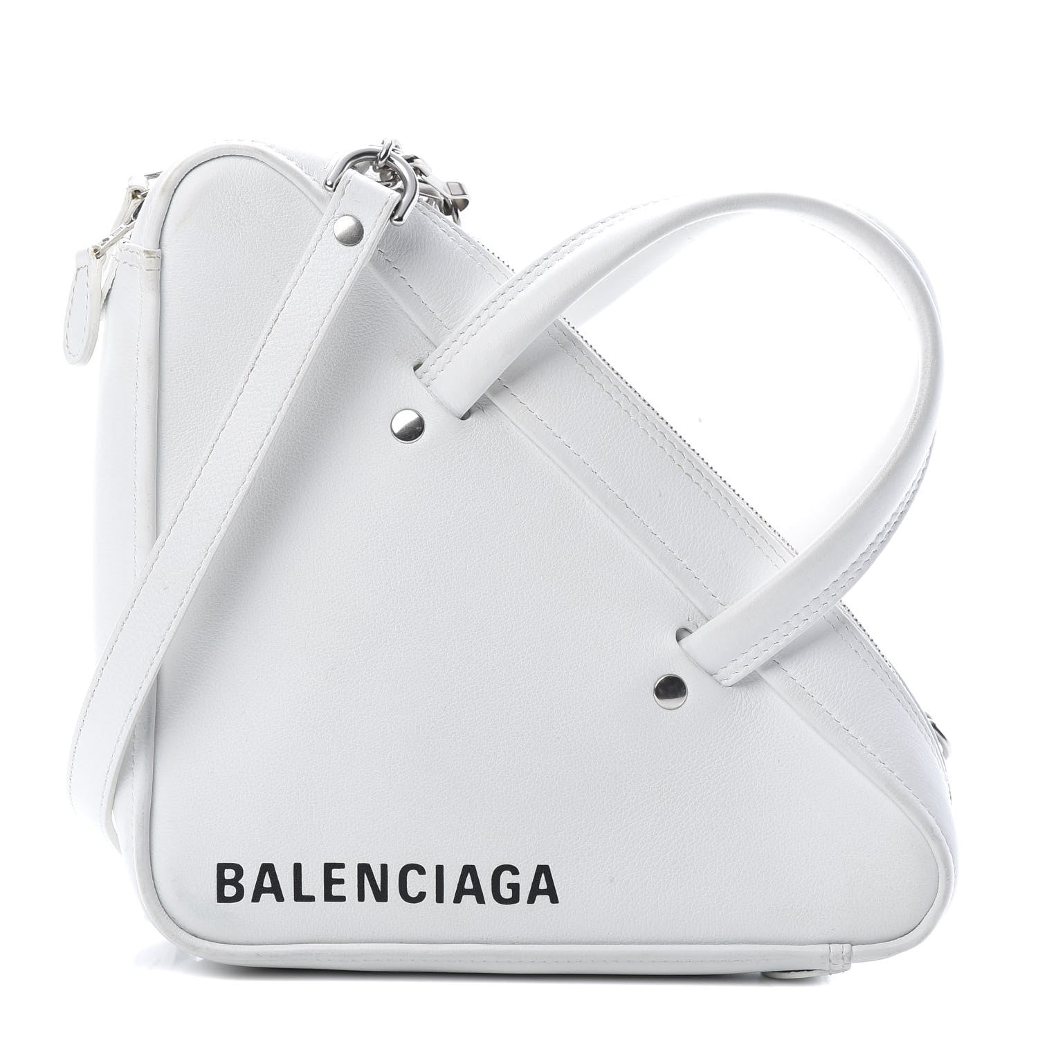 Balenciaga Calfskin XS Triangle Chain Duffle White 1 of 20