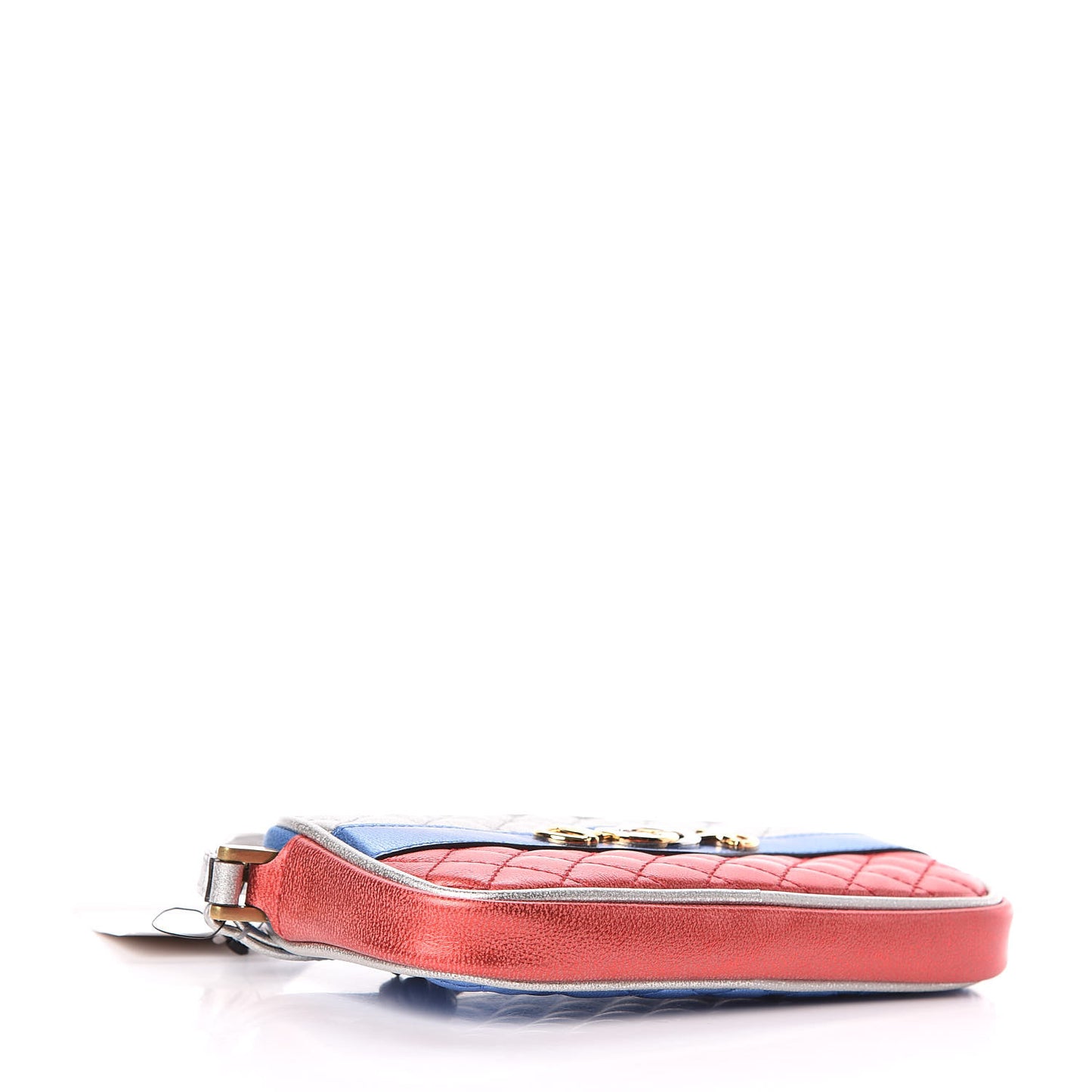 Laminated Nappa Trapuntata Zumi iPhone Case Rosso Marine Argento