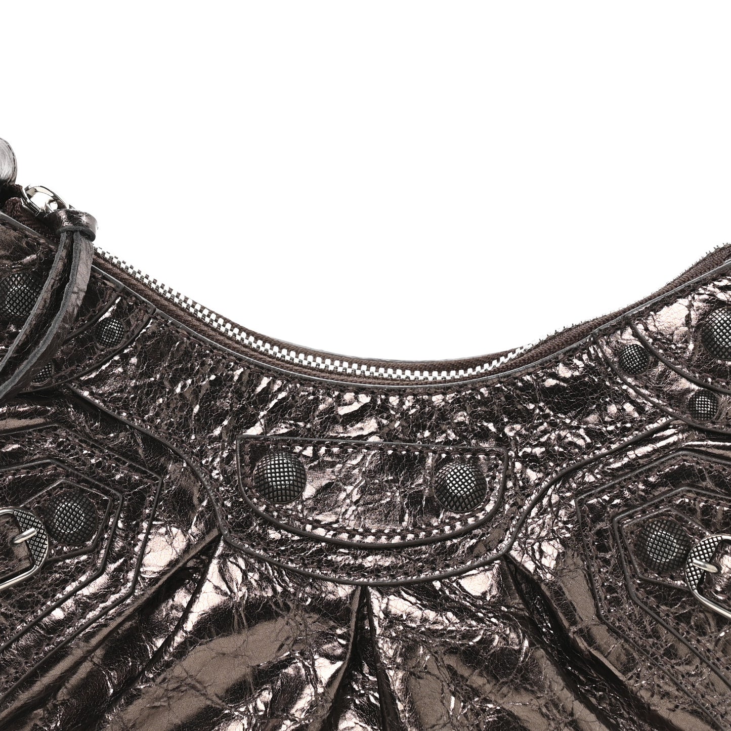 Metallic Agneau Arena Le Cagole Shoulder Bag XS  Dark Bronze