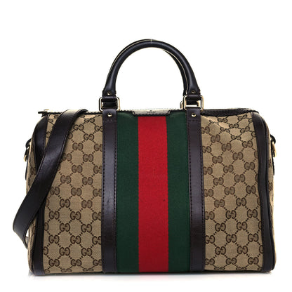 Gucci Monogram Vintage Web Medium Boston Dark Brown 1 of 21