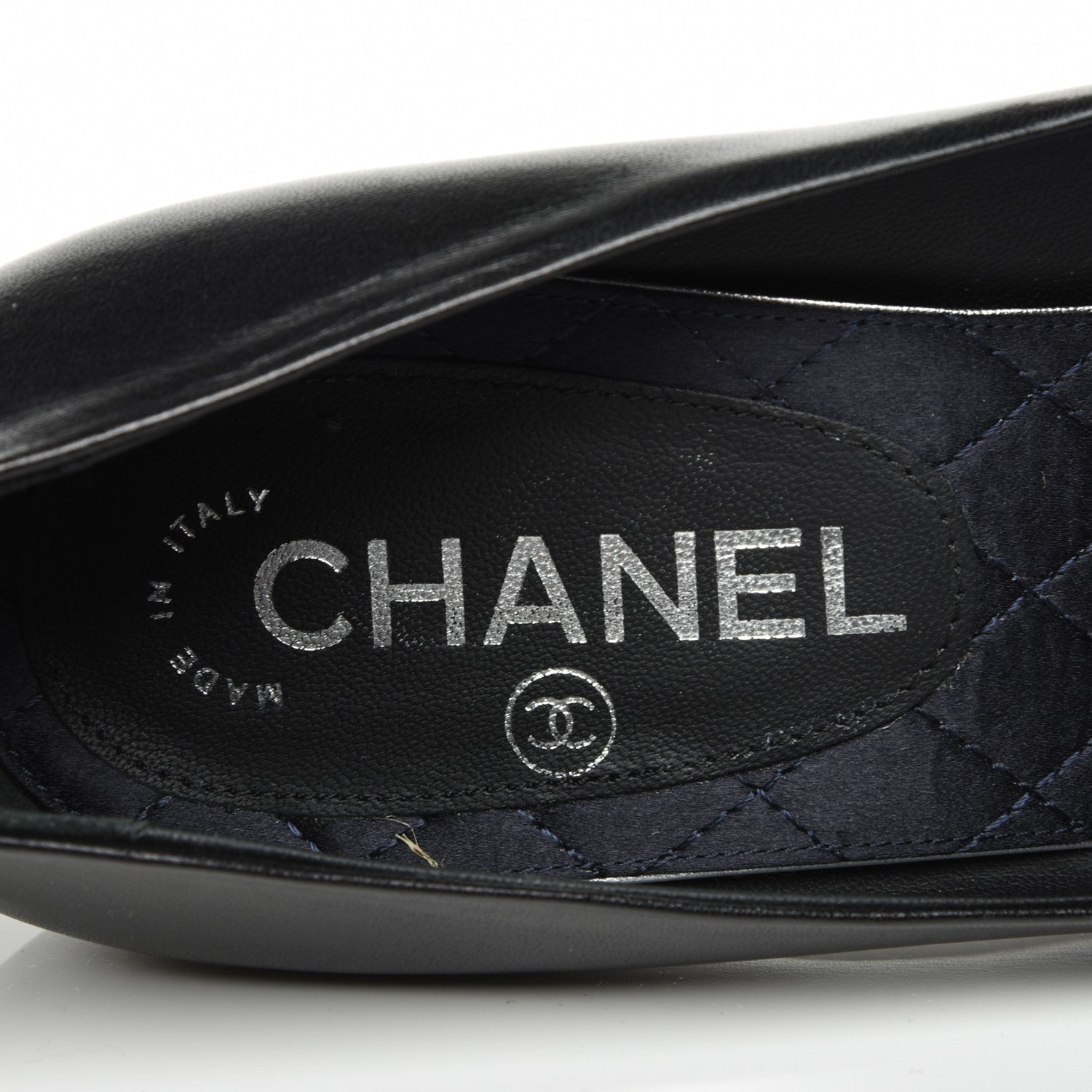 Chanel Lambskin CC Pumps 37.5 Black 8 of 9