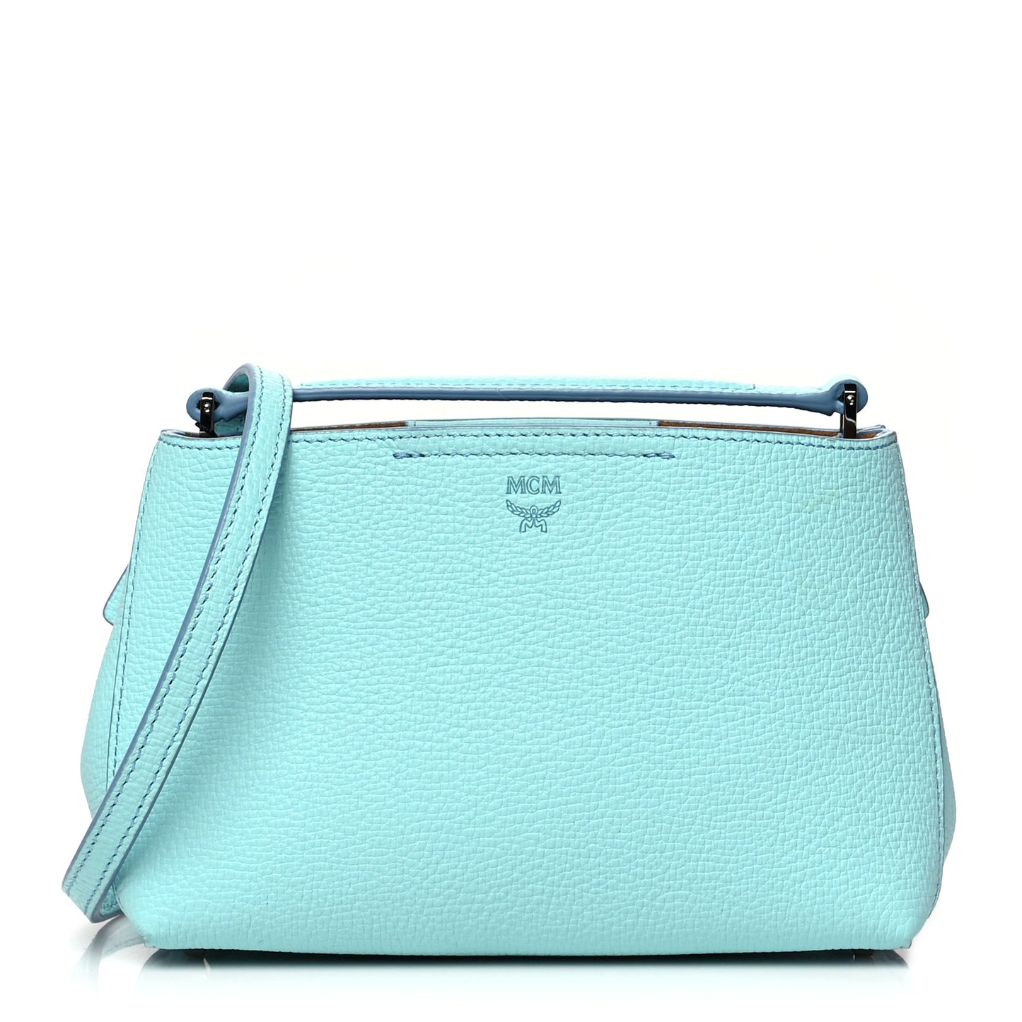 Grained Calfskin Mini Tote Light Blue