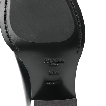 Prada Spazzolato Metal Triangle Logo Texano Pointed Toe 55mm Mules 36.5 Black 7 of 8
