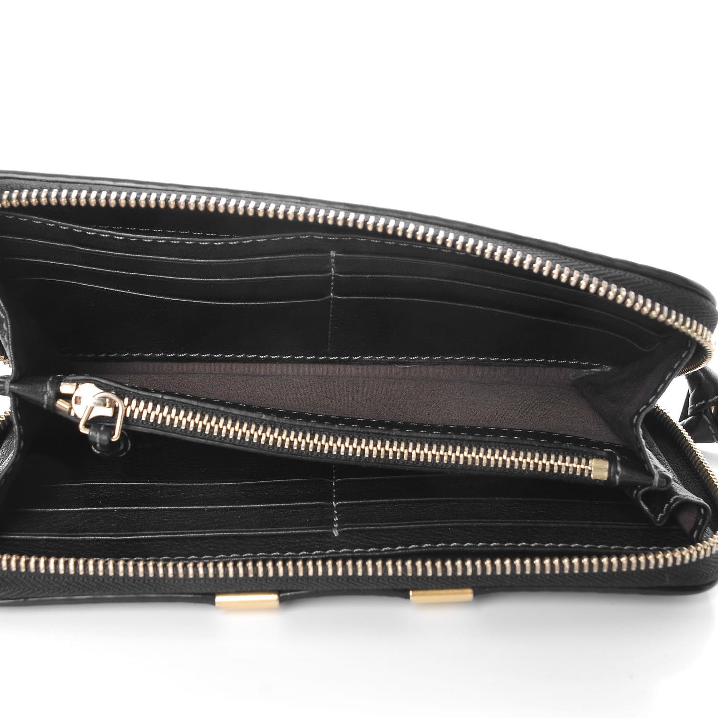 Grained Calfskin Marcie Long Zip Around Wallet Black