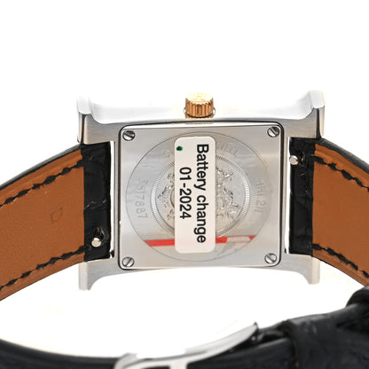 Hermes Stainless Steel Matte Alligator 21mm Heure H Hour Quartz Watch Noir 4 of 5