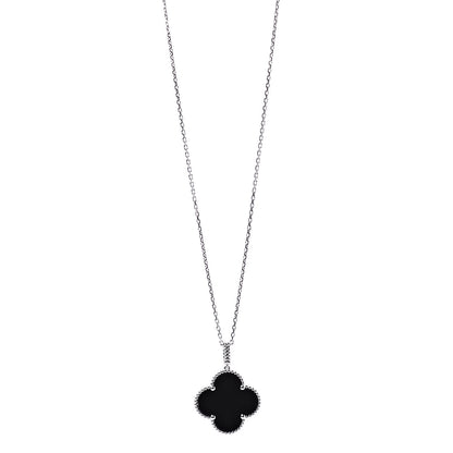 Van Cleef & Arpels 18K White Gold Black Onyx Magic Alhambra Pendant Necklace 1 of 9