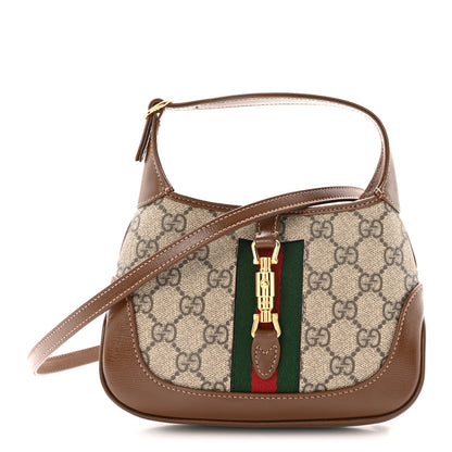 Gucci GG Supreme Monogram Azalea Calfskin Web Mini Jackie 1961 Hobo Beige Ebony Brown Sugar 1 of 10