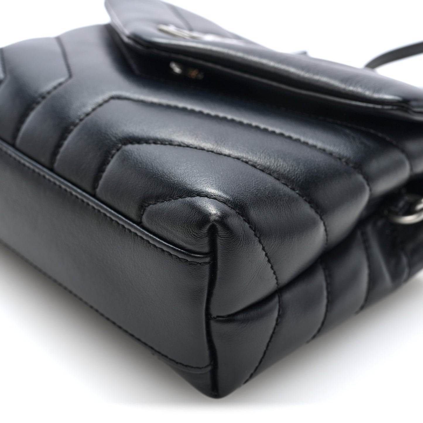 Calfskin Y Quilted Monogram Toy Loulou Crossbody Bag Black