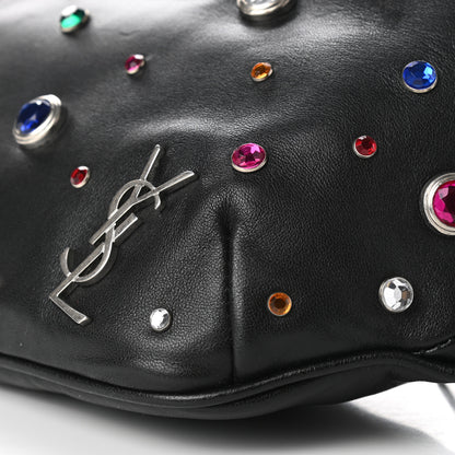 Saint Laurent Calfskin Crystal Embellished Monogram Belt Bag Black 10 of 10