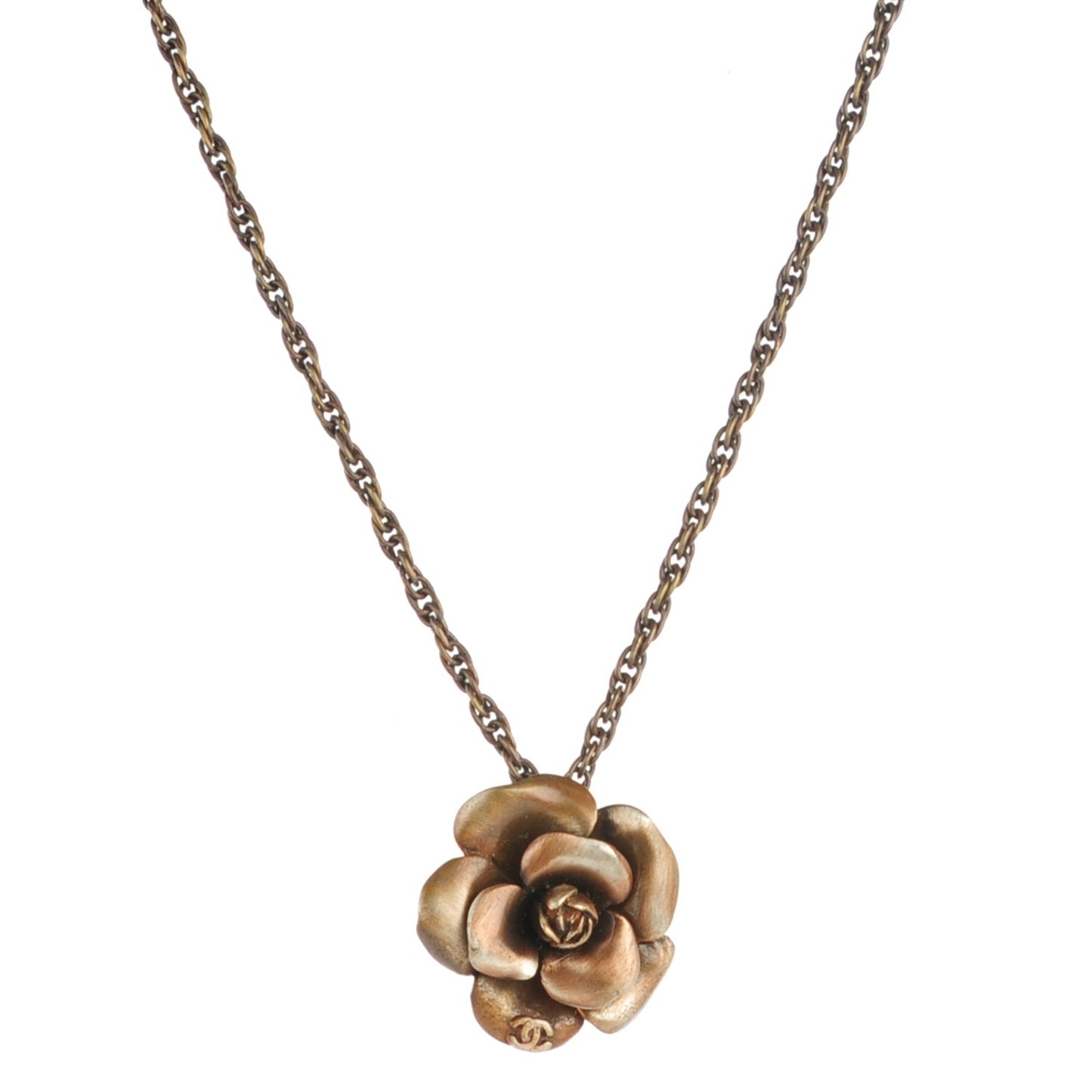 Camellia CC Short Necklace Bronze