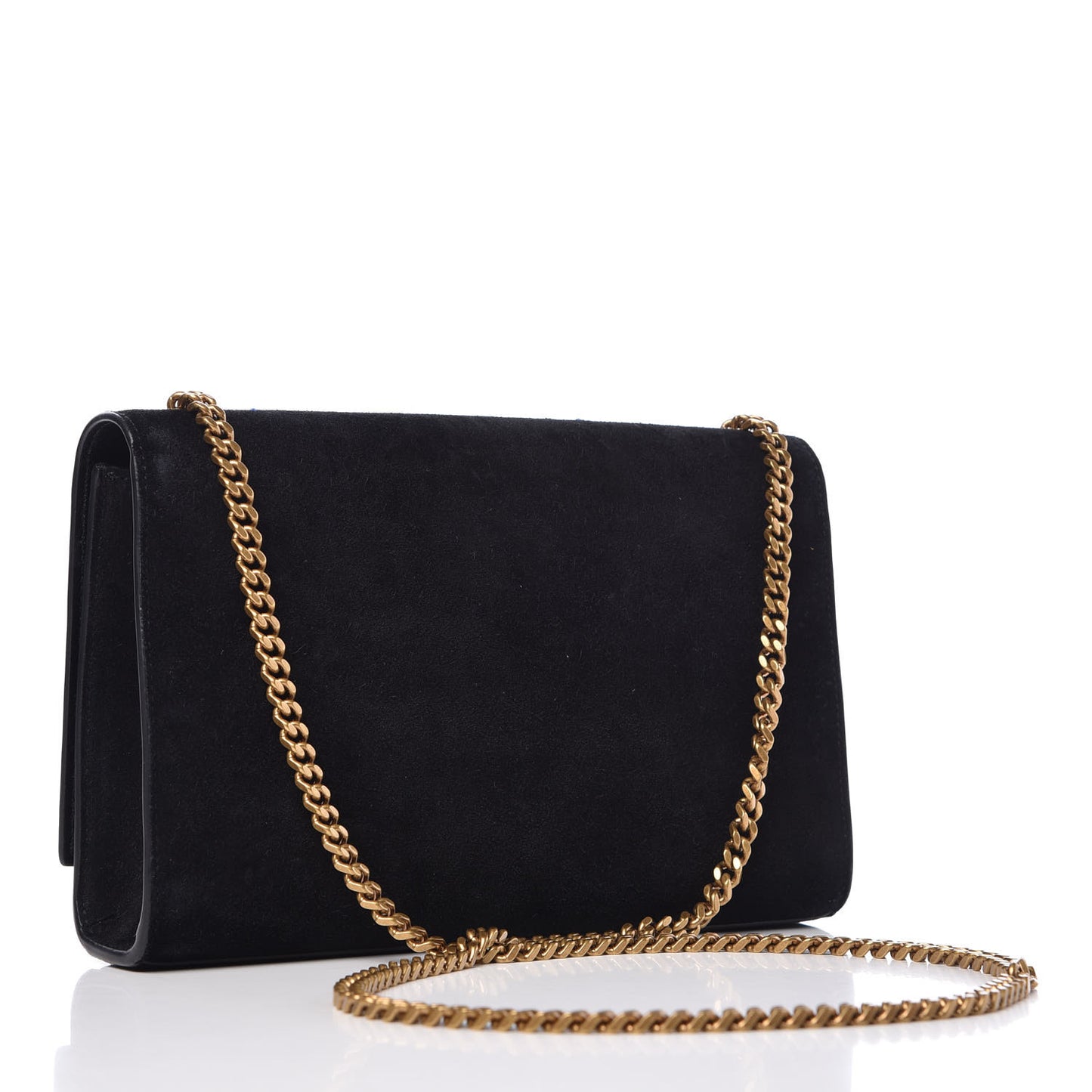 Suede Crystal Medium Classic Monogram Kate Satchel Black