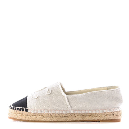 Chanel Linen CC Espadrilles 37 Beige Black 1 of 9