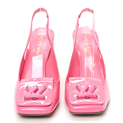 Louis Vuitton Patent Calfskin Shake Slingback Pumps 38.5 Pink 2 of 9