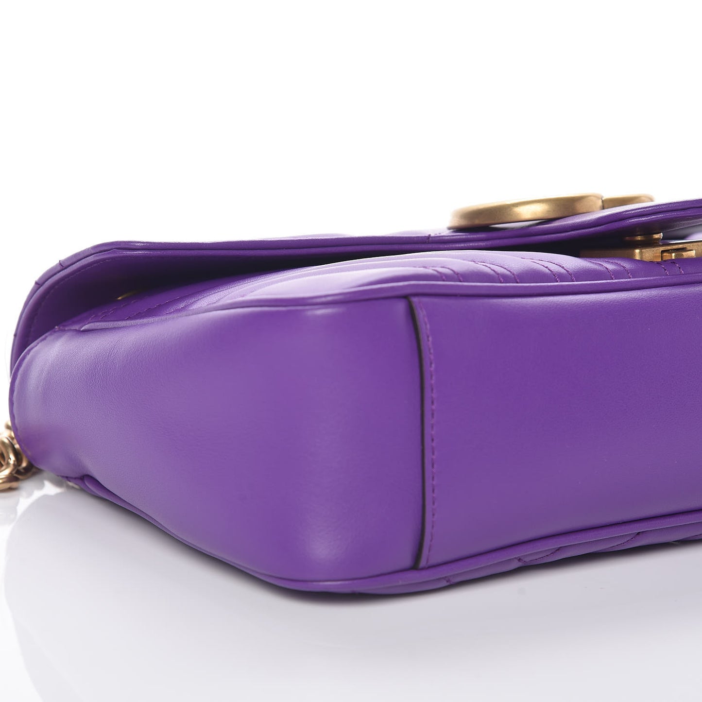 Calfskin Matelasse Small GG Marmont Shoulder Bag Shine Purple