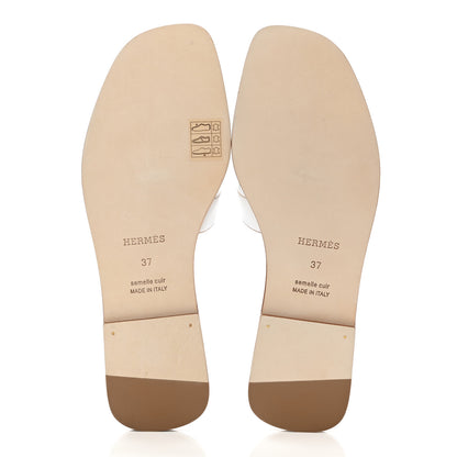 Hermes Box Calfskin Oran Sandals 37 White 5 of 9