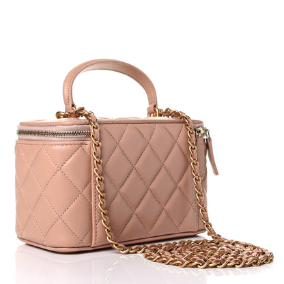 Chanel Lambskin Quilted Small Top Handle Vanity Case With Chain Beige 2 of 6