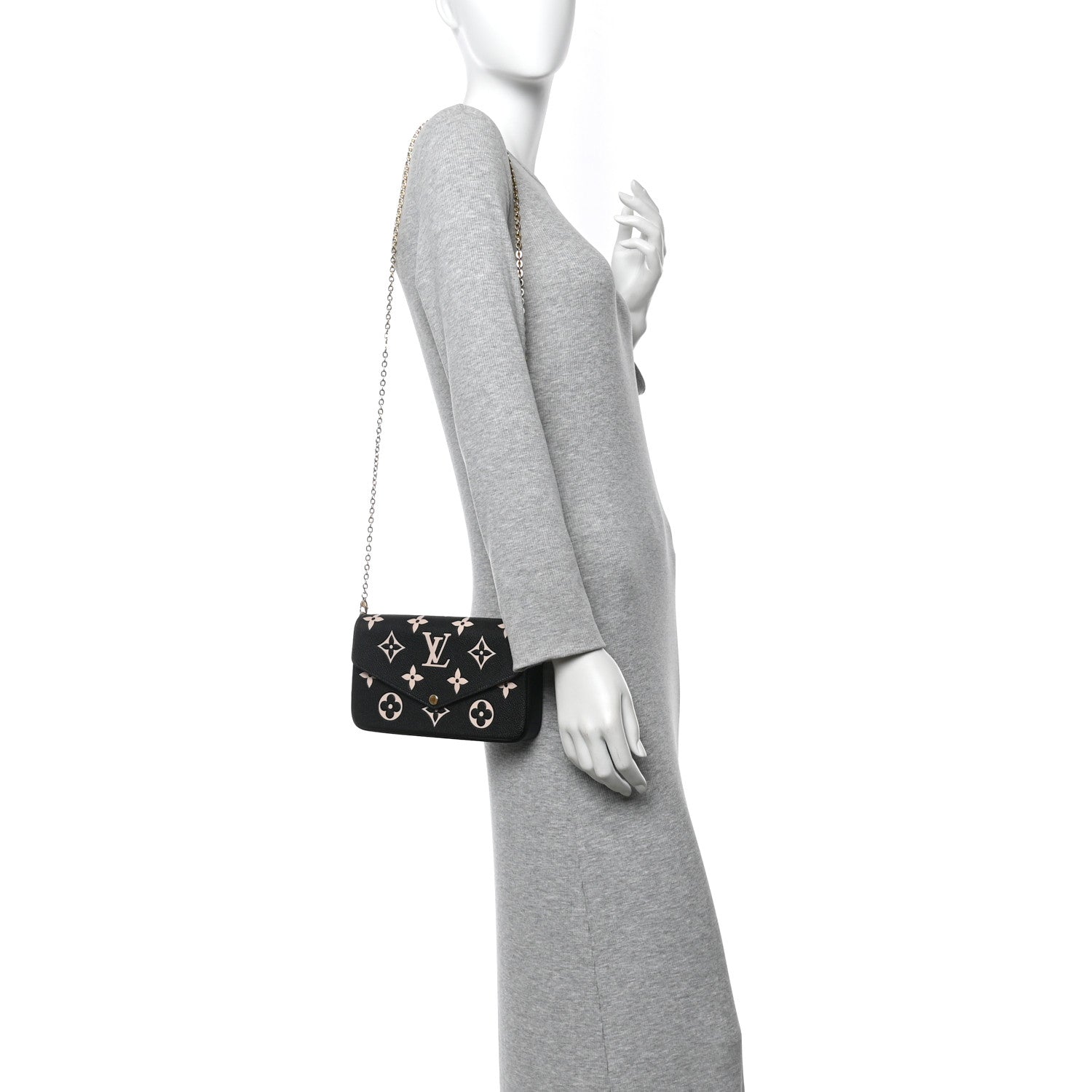 Louis Vuitton Empreinte Monogram Giant Felicie Pochette Black Beige 2 of 10