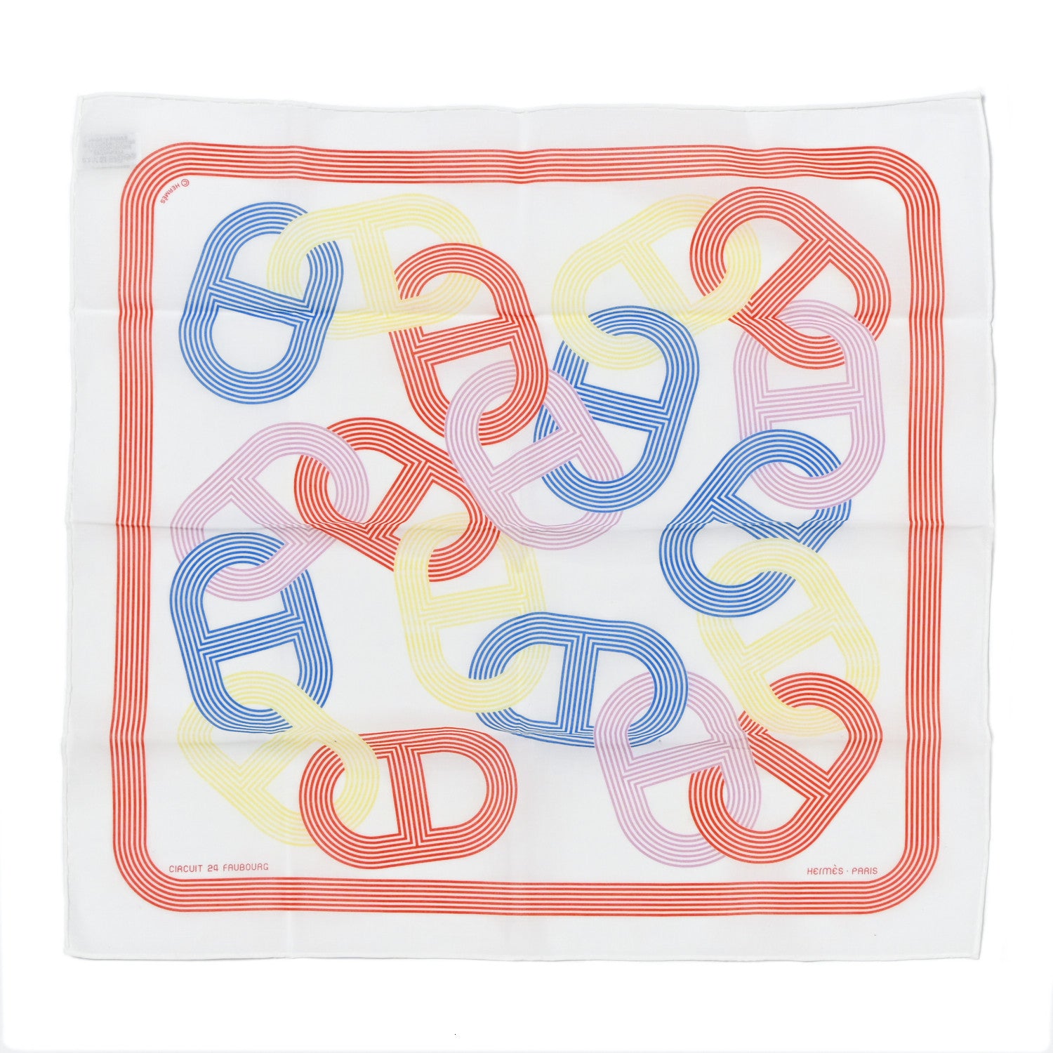 Hermes Silk Circuit 24 Faubourg Pocket Square Scarf 1 of 5