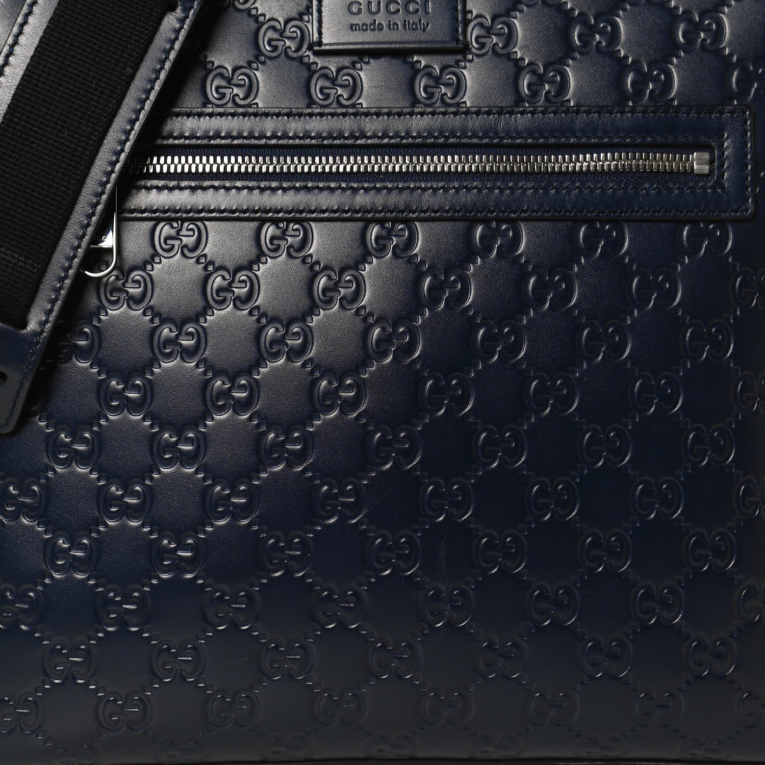 Gucci Guccissima Signature Medium Flat Messenger Bag Blue 8 of 10
