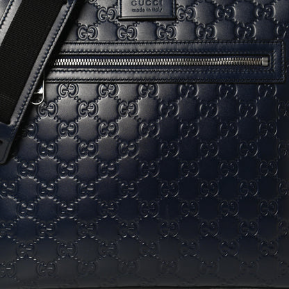 Gucci Guccissima Signature Medium Flat Messenger Bag Blue 8 of 10