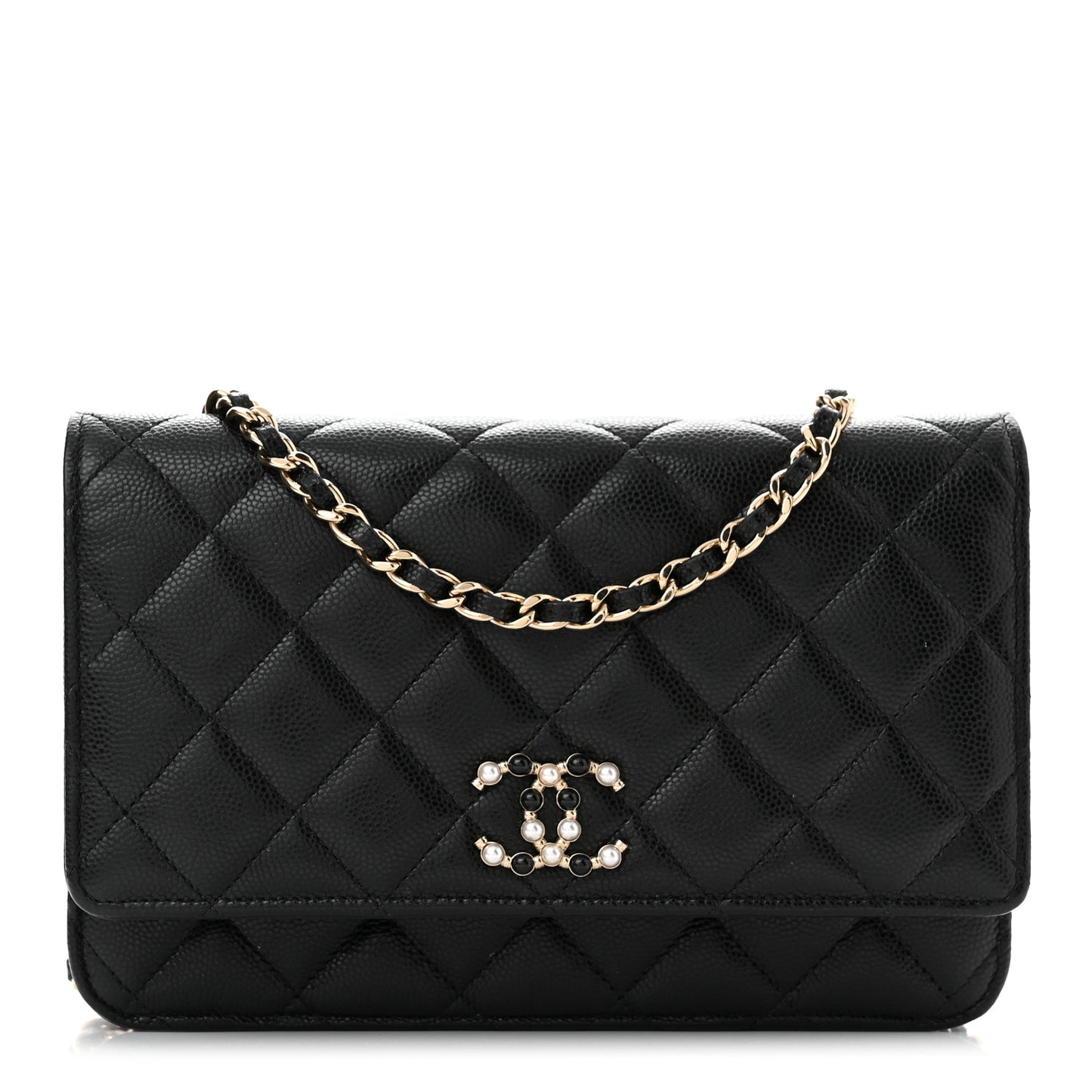Caviar Quilted Coco Candy Wallet On Chain WOC Black