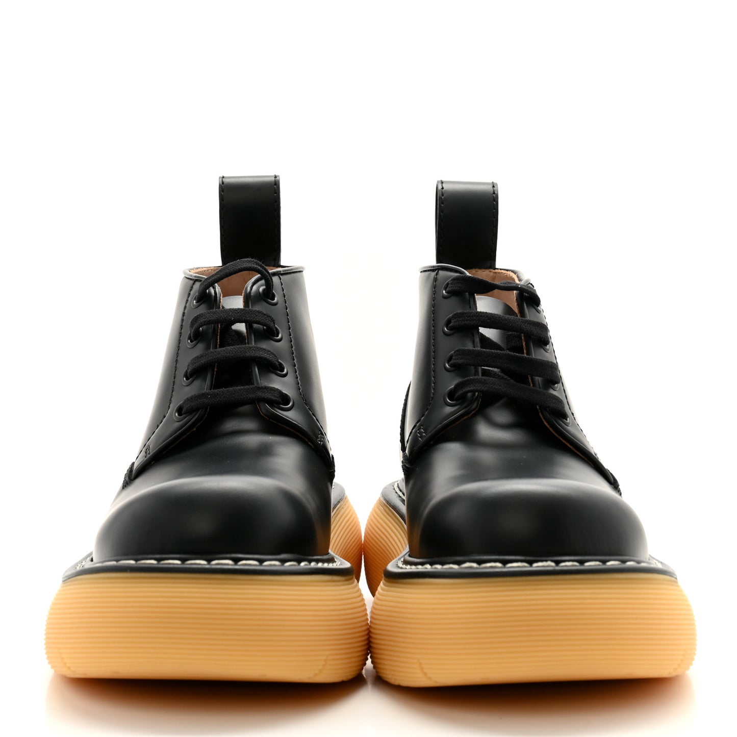 Calfskin The Swell Lace Up Ankle Boots 37 Black Natural Rubber