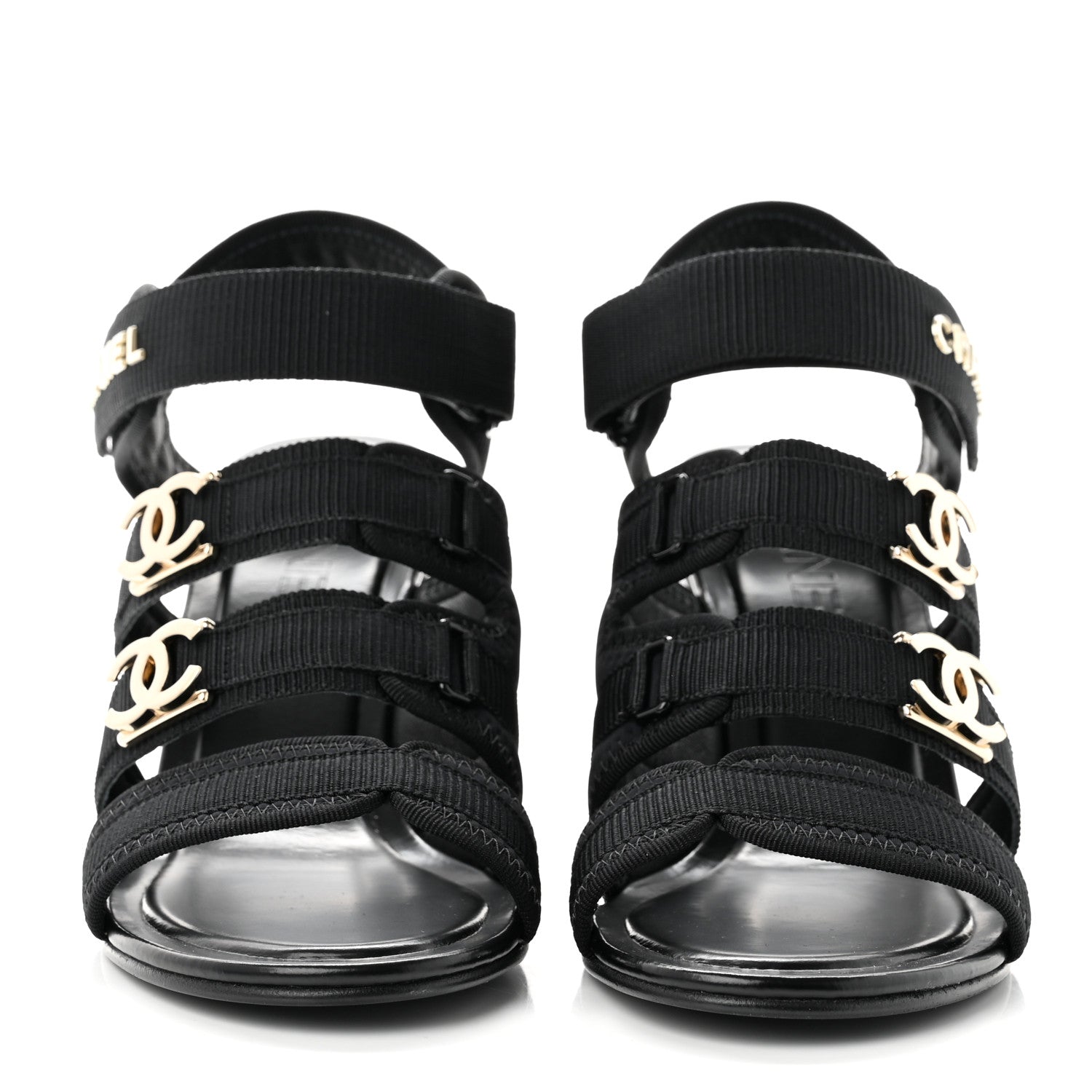 Chanel Fabric Metal CC Logo Sandals 40 Black 2 of 7