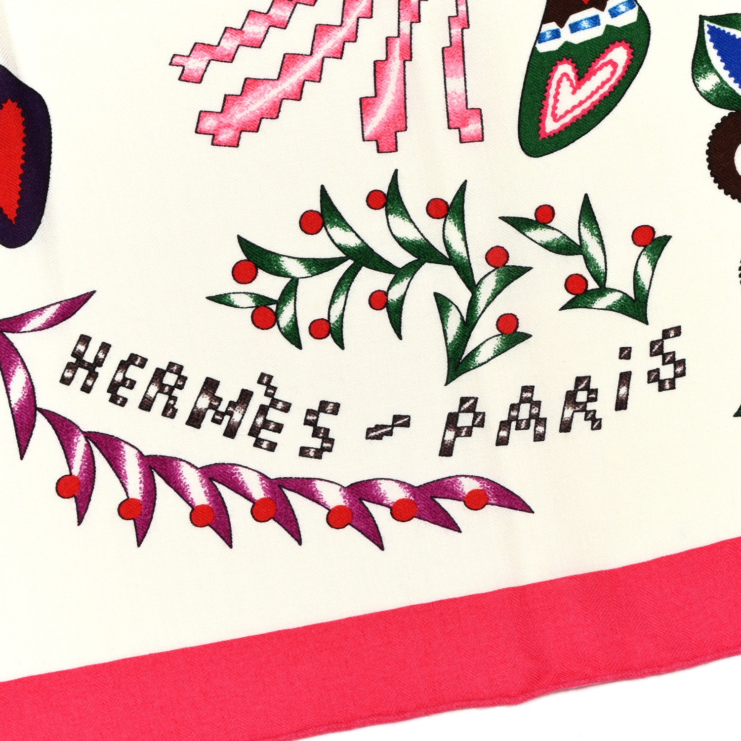 Hermes Cashmere Silk En Attendant Ulysse Shawl 140 White Rose Vif Multicolor 2 of 5
