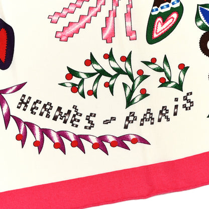 Hermes Cashmere Silk En Attendant Ulysse Shawl 140 White Rose Vif Multicolor 2 of 5