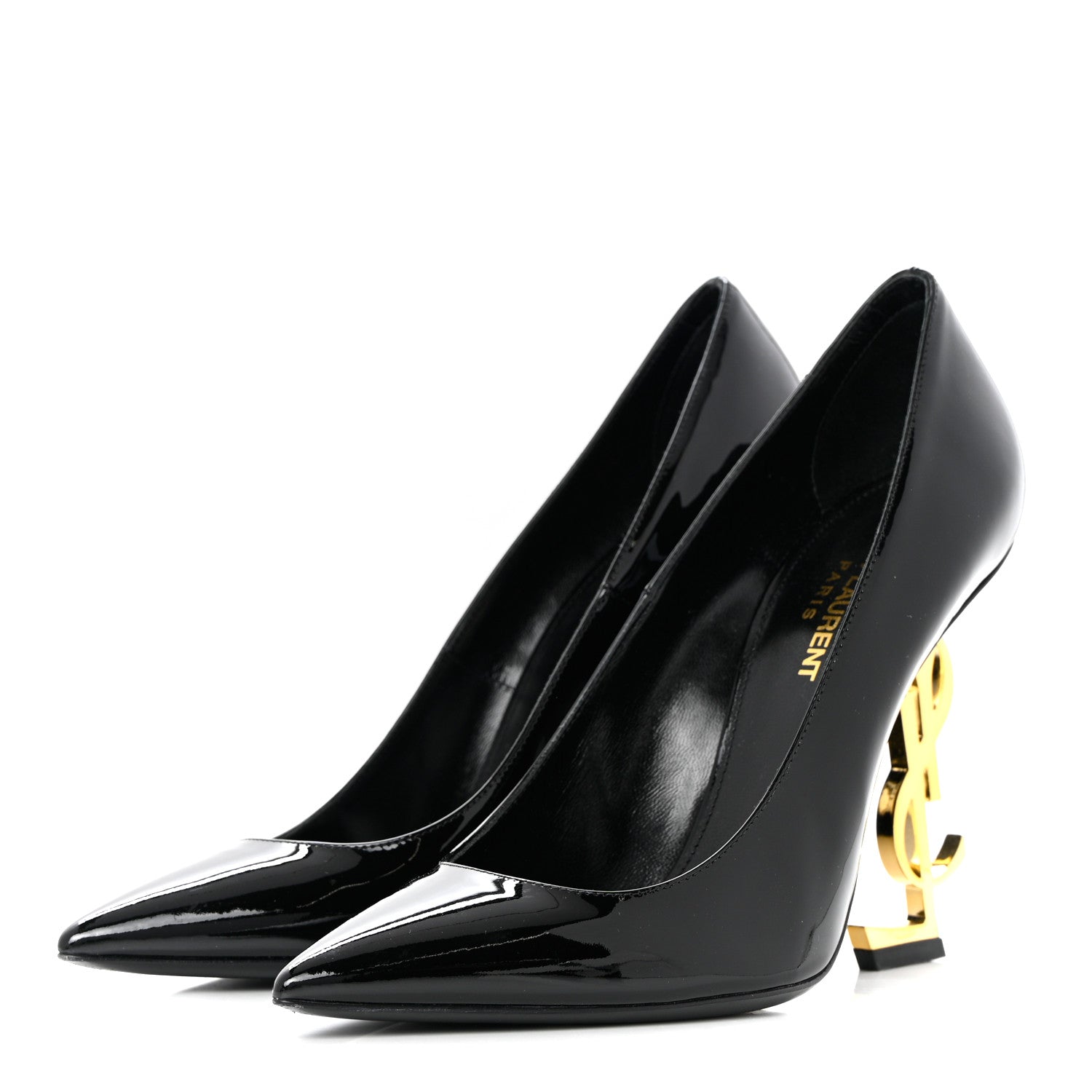 Saint Laurent Patent Opyum 110 Pumps 38 Black Gold 3 of 9