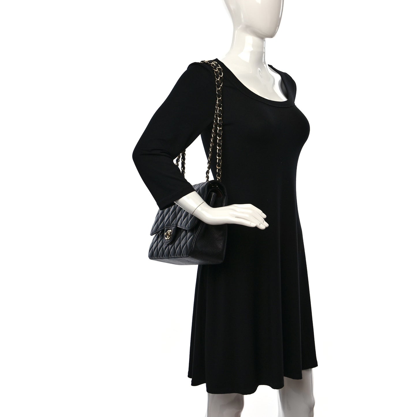 Caviar Quilted Jumbo Single Flap Black