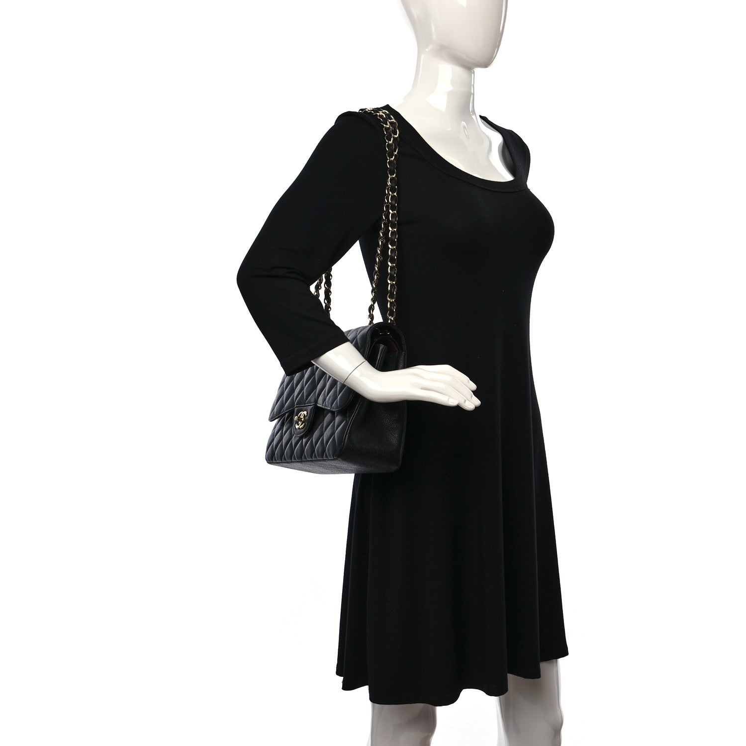 Chanel Caviar Quilted Jumbo Single Flap Black 2 of 9
