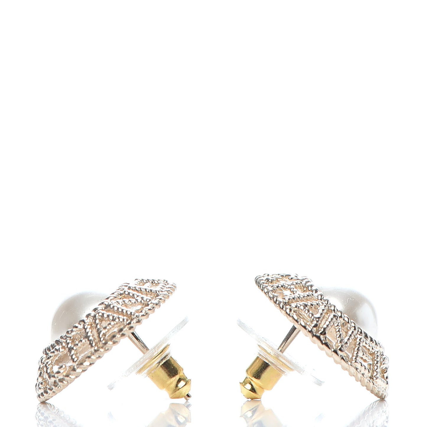 Pearl CC Round Rope Logo Earrings Gold