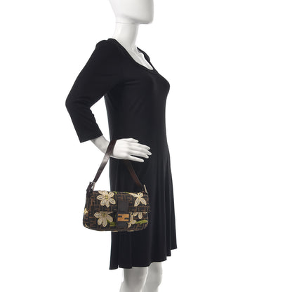 Fendi Zucca Flower Applique Baguette Tobacco 2 of 10