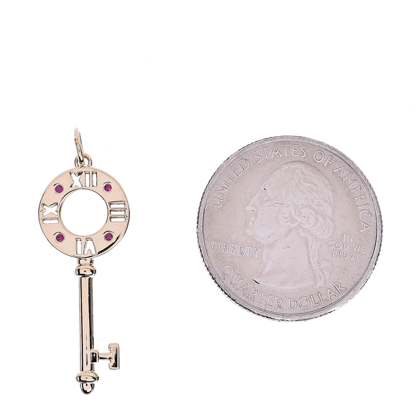 18K Yellow Gold Ruby Atlas Pierced Key Pendant