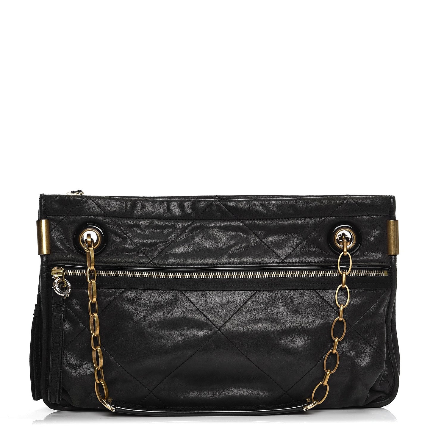 Lambskin Quilted Medium Amalia Shoulder Bag Black