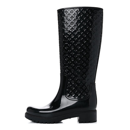 Louis Vuitton Rubber Embossed Monogram Splash Rain Boots 38 Black 1 of 15