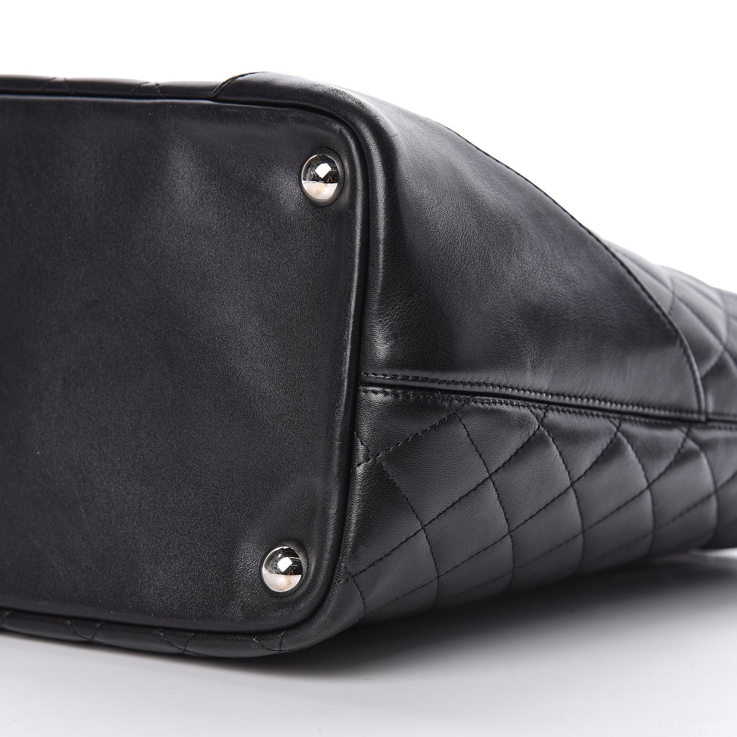 Calfskin Quilted Large Cambon Tote Black