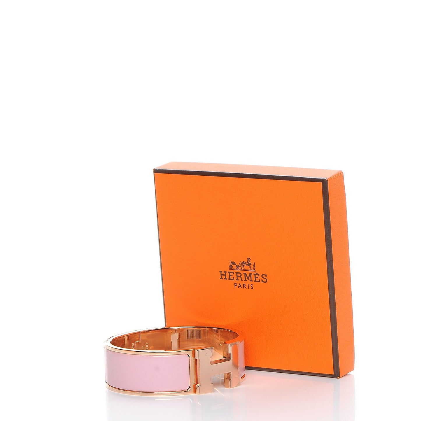 Enamel Wide Clic Clac H Bracelet GM Rose Nacarat