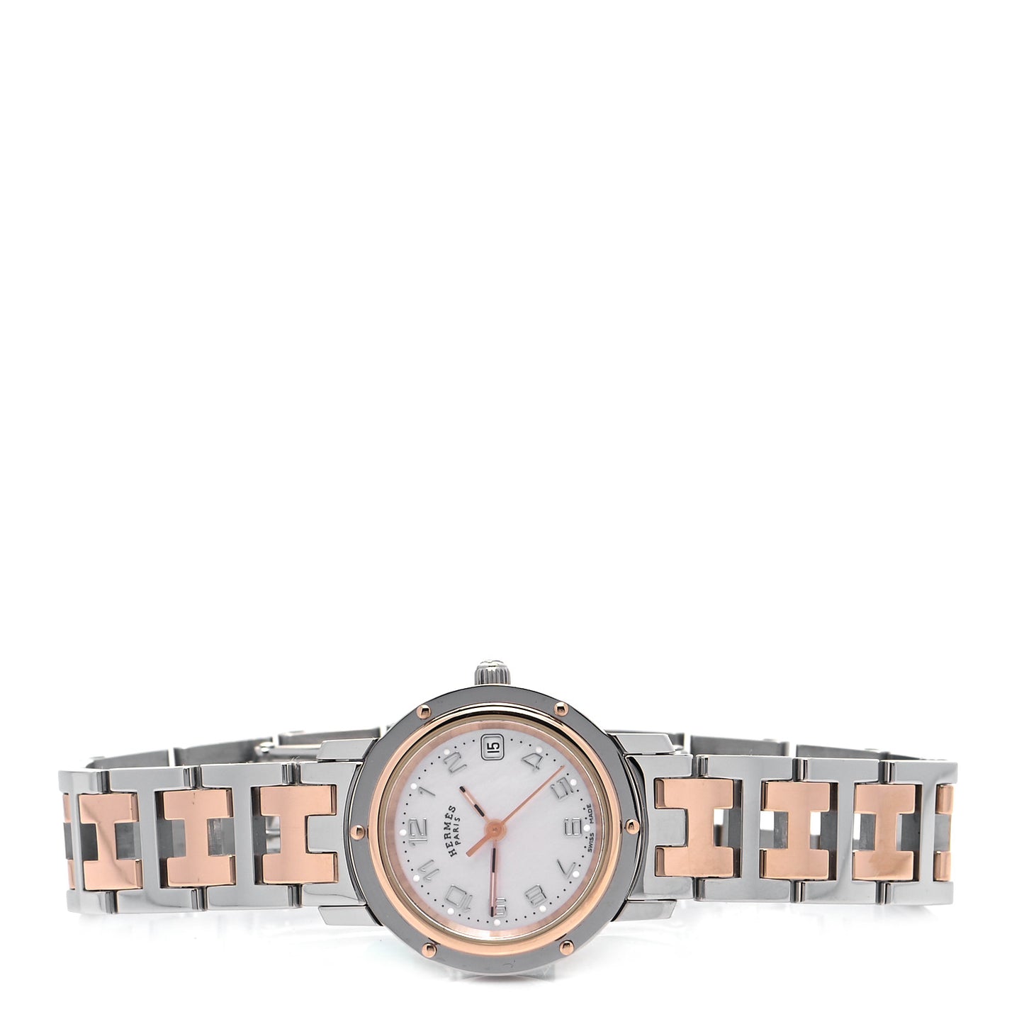 Stainless Steel Mother of Pearl 24mm Clipper Quartz Watch Rose Gold