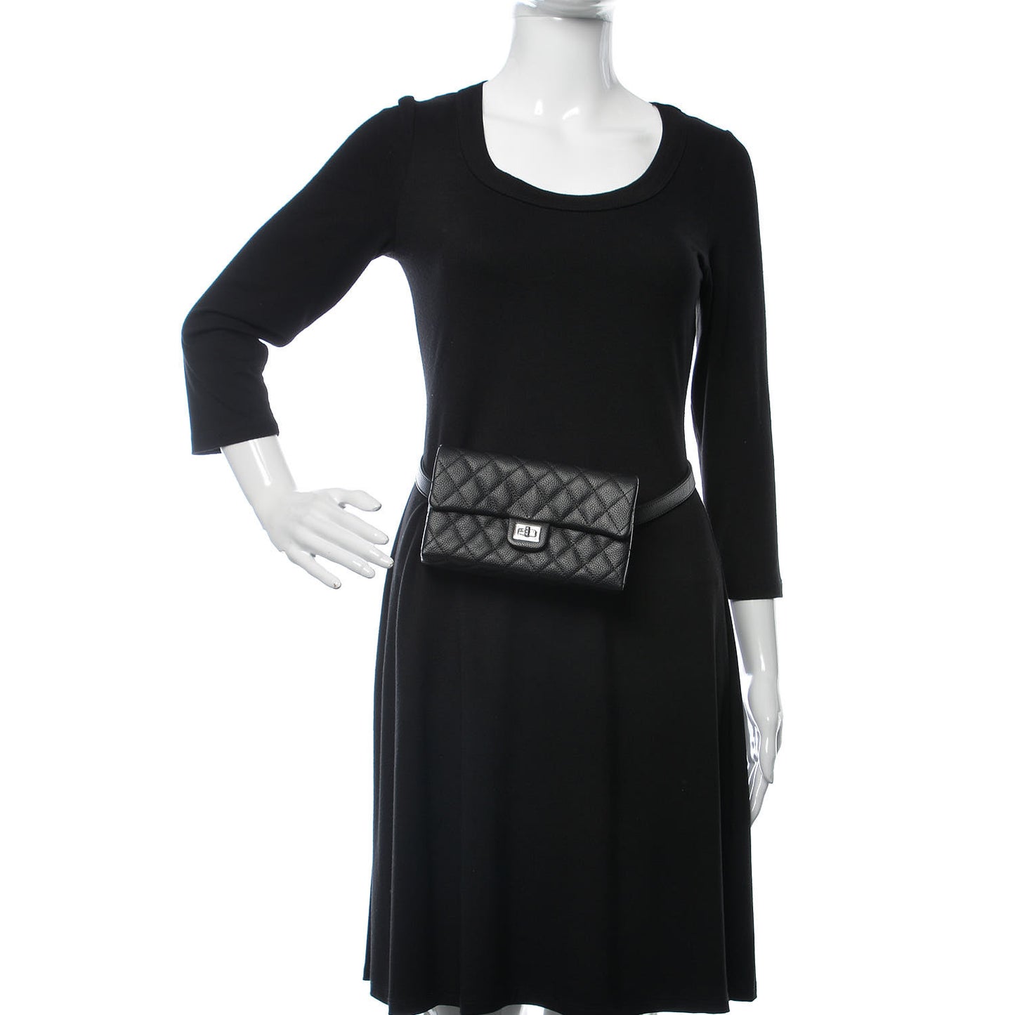 Grained Calfskin Quilted 2.55 Reissue Flap Belt Bag Clutch Black