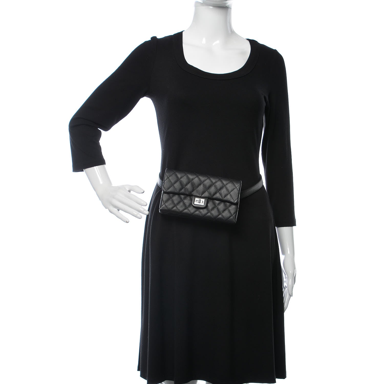 Chanel Grained Calfskin Quilted 2.55 Reissue Flap Belt Bag Clutch Black 2 of 11