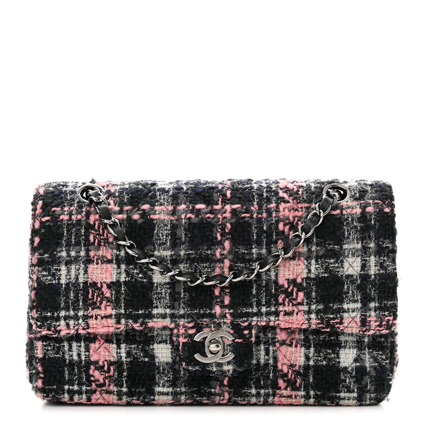 Tweed Quilted Medium Double Flap Multicolor
