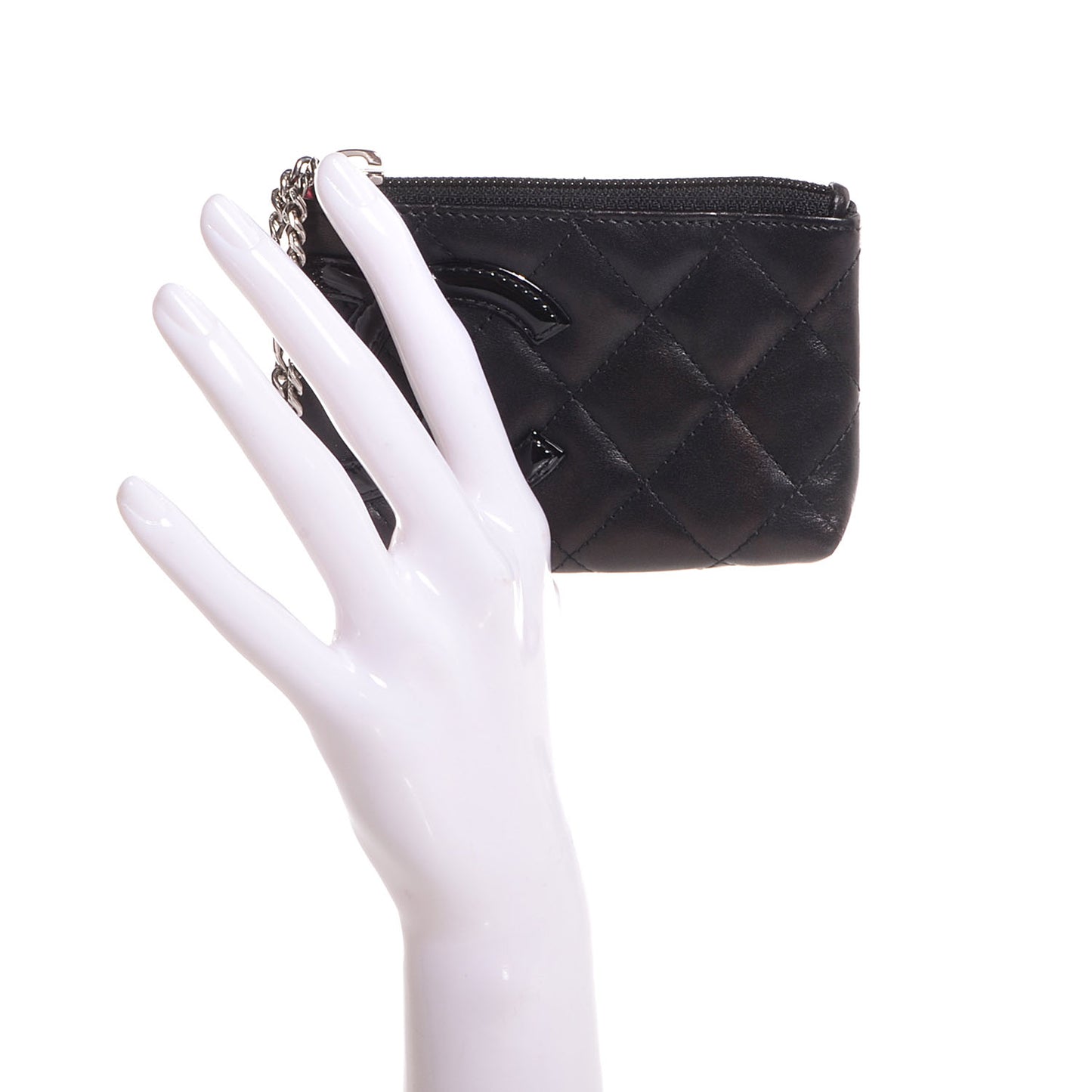 Calfskin Quilted Cambon Key Pouch Black