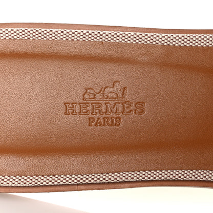 Hermes Calfskin Canvas Oran Sandals 41 Noisette Beige Dore 7 of 10