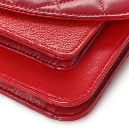 Chanel Calfskin Caviar Quilted Chain Handle Flap Red 9 of 11