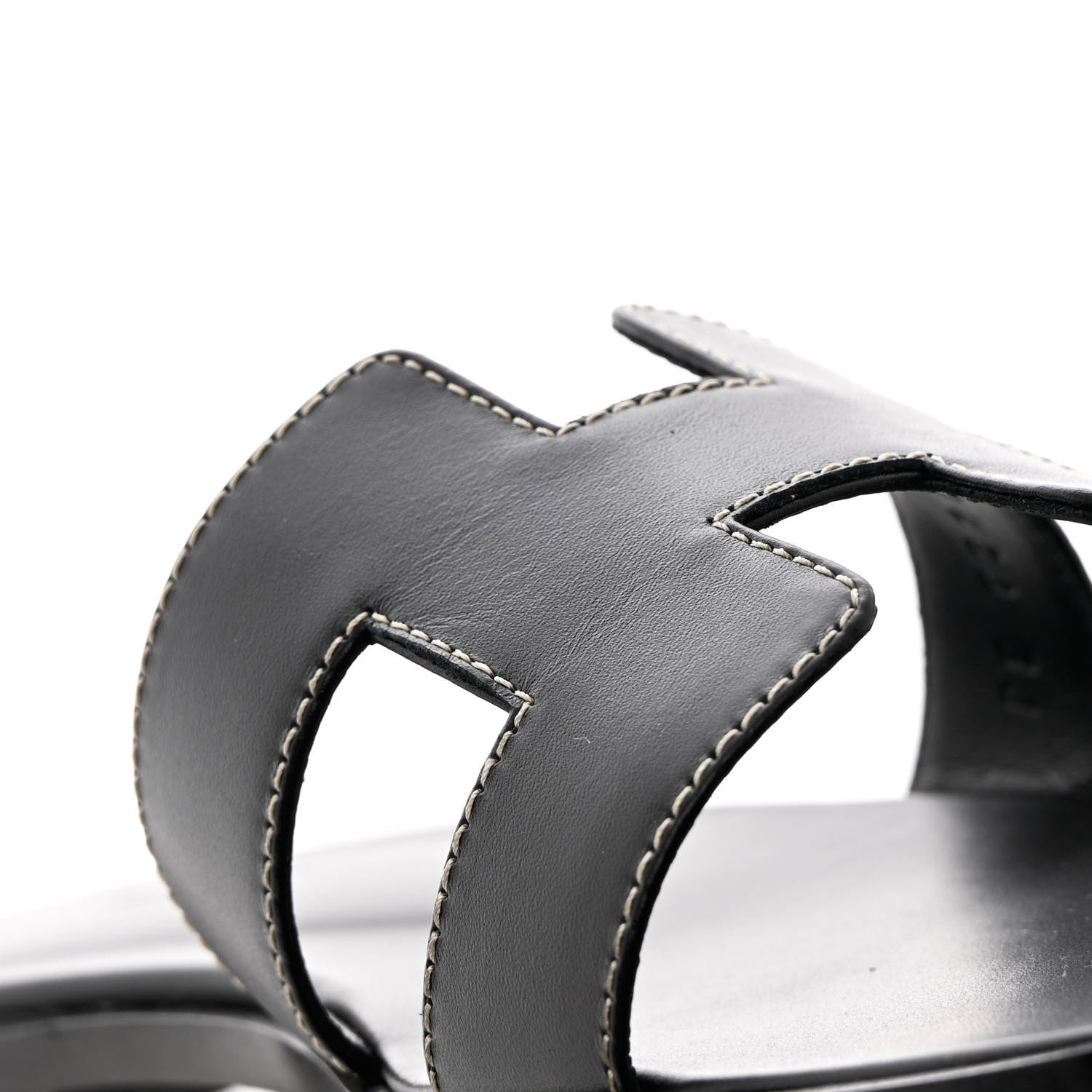 Hermes Box Calfskin Oran Sandals 38 Black 9 of 10